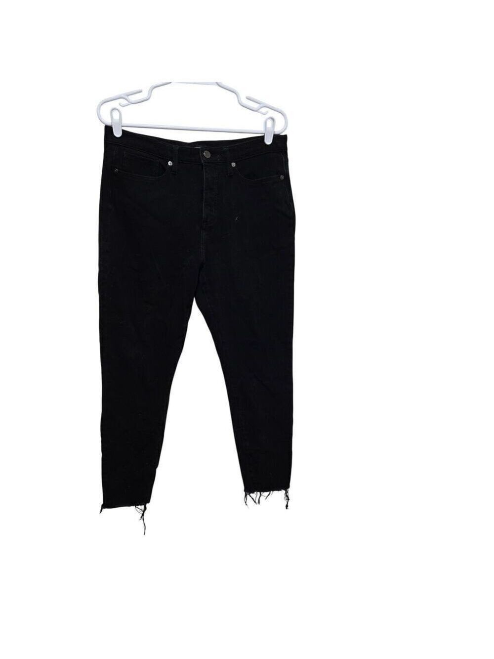 Banana Republic High Rise Skinny Black Raw Hem Stretch Jeans Women's 30R